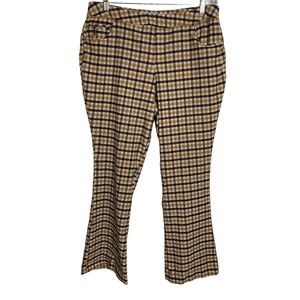 Cato Women's Plus Size 16 High Rise Brown & Mustard Plaid Flare 70s Retro